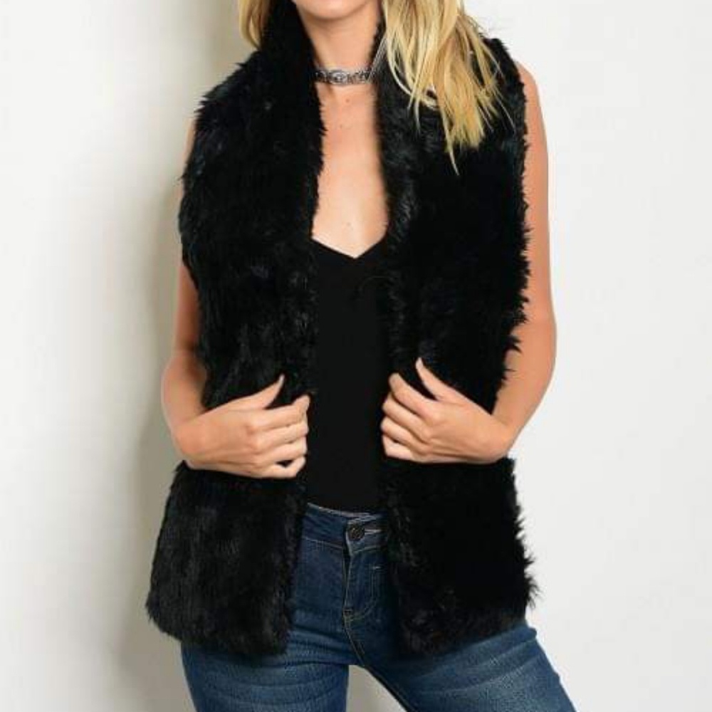 LUXURY FAUX FUR SCARF (BLACK)